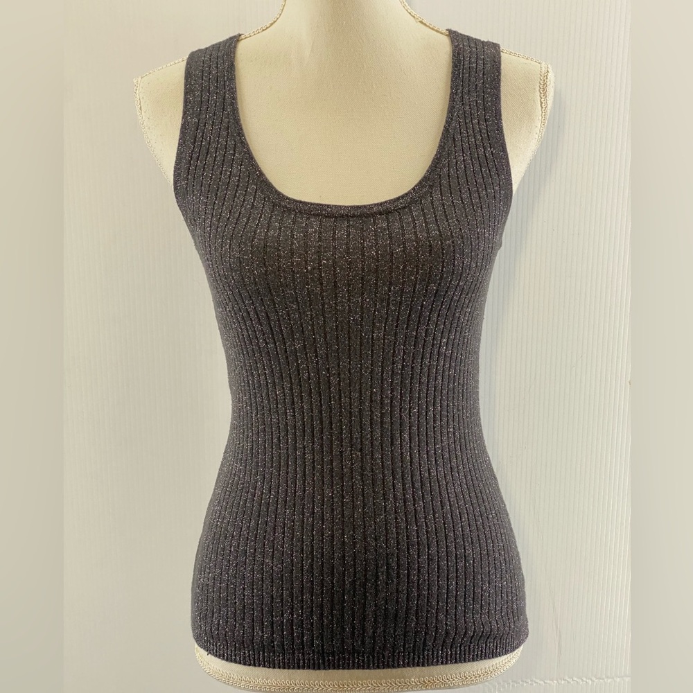 Chicos Ribbed Tank Top Metallic Sparkle Knit Womens Size 0